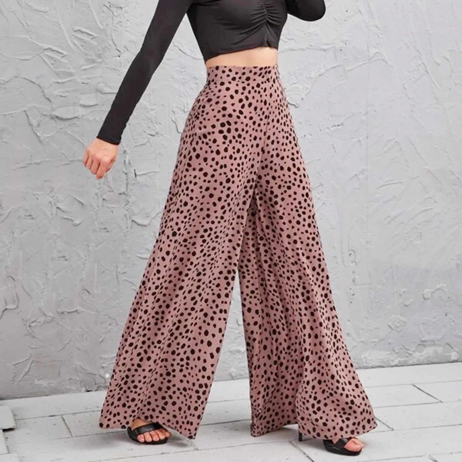 Leopard Print High-Waisted Loose Jeans