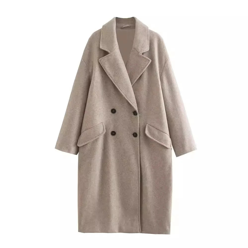 Women's lapel double-breasted trench coat