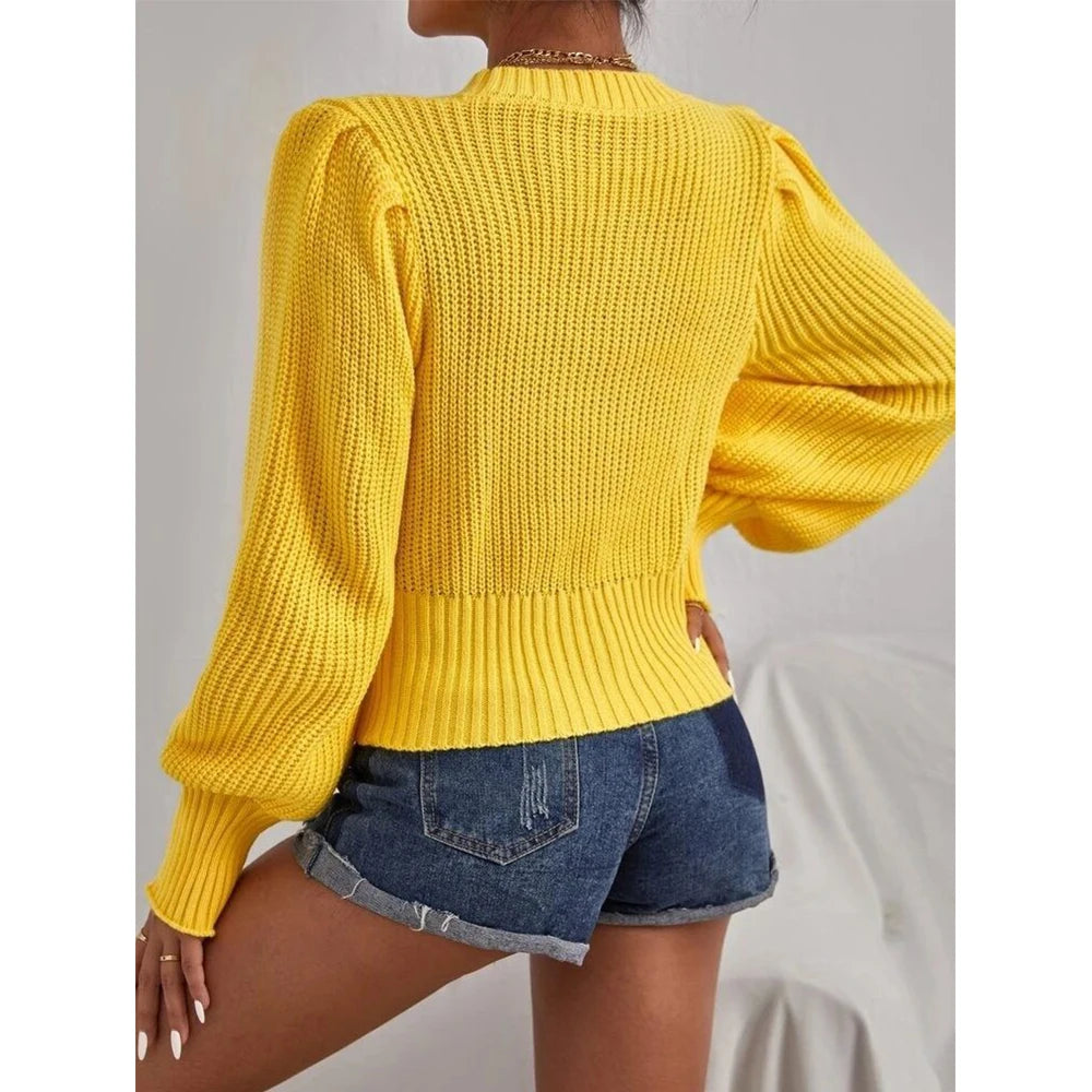 Lantern Sleeve Twist Sweater
