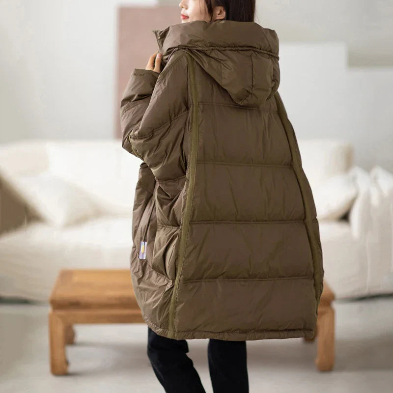 Women's winter oversized down hooded jacket