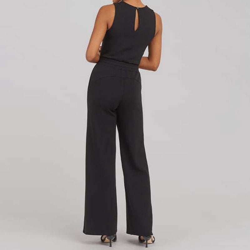 Women's Sleeveless Jumpsuit - Wide Leg - Elegant Fitted Bodice - Keyhole Back