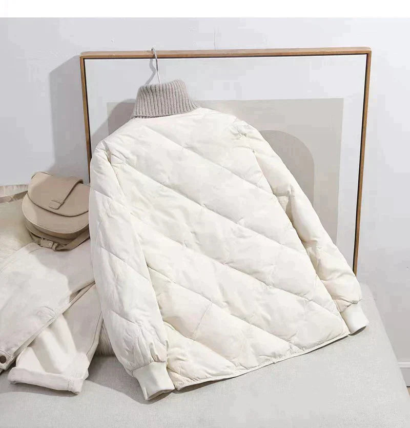 Chic Button Closure Round Neck Jacket