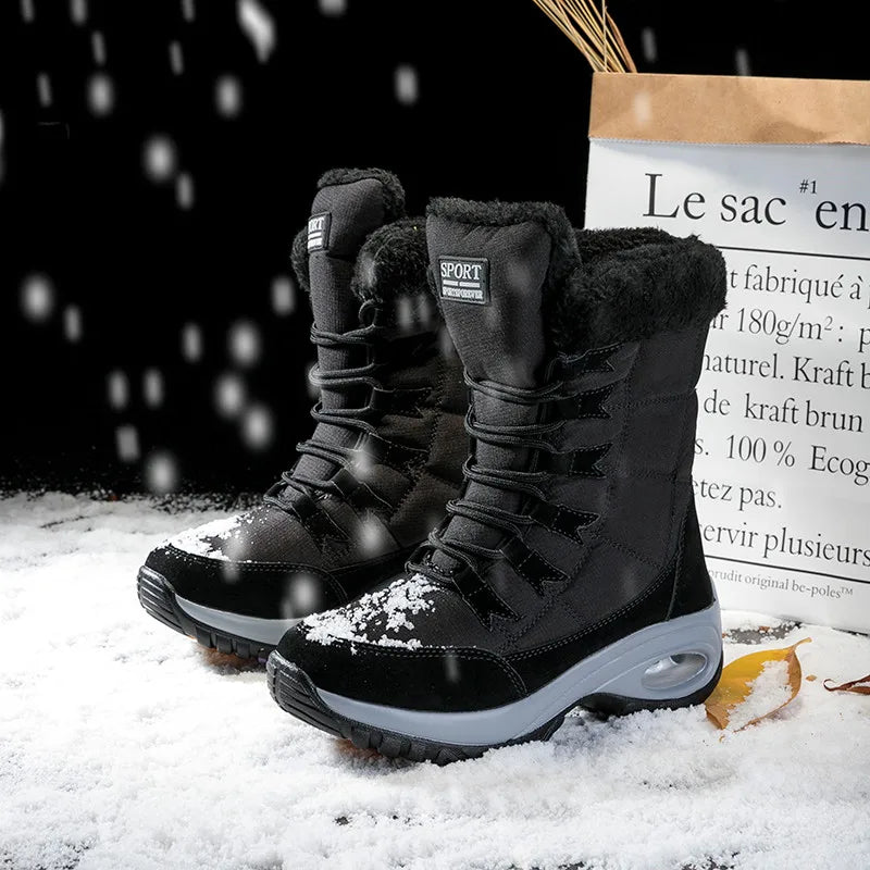 Women's winter mid-calf waterproof snow boots