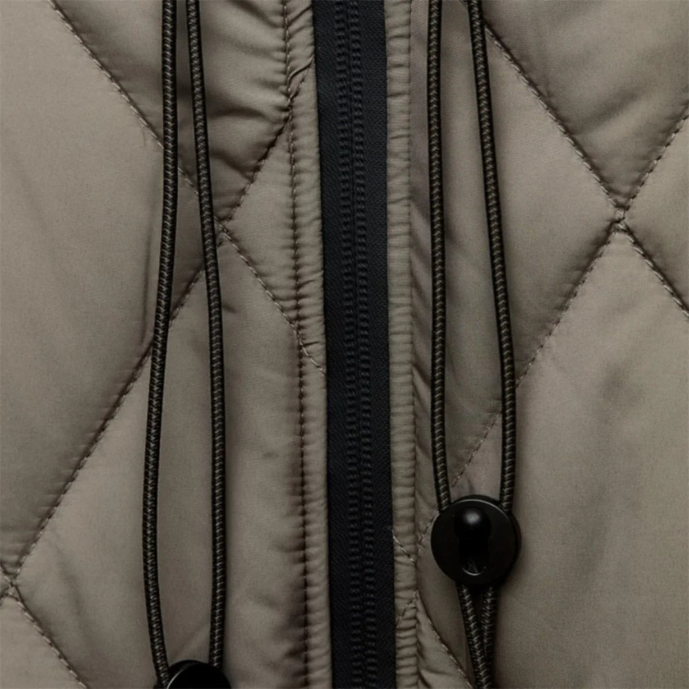 Women’s casual knee-length jacket with zipper detail