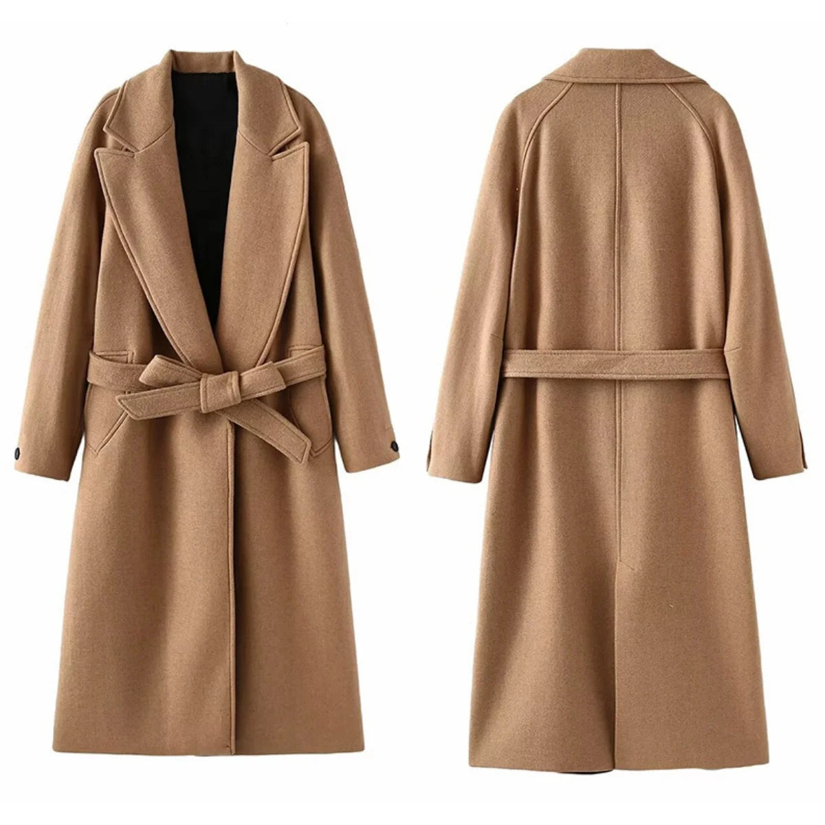 Women's french spring tweed coat with waist belt