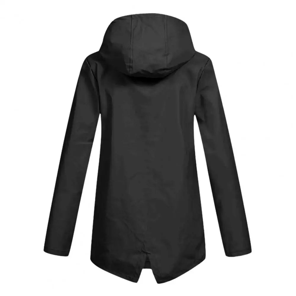 Women's hooded windproof mid-length coat