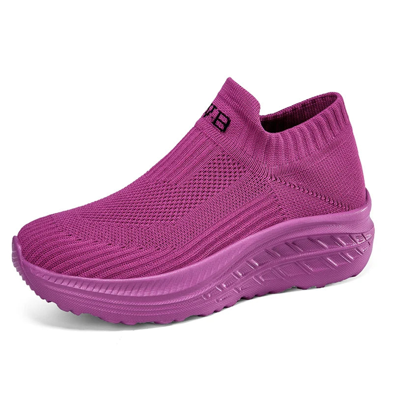 Women’s Slip-On Sneakers - Breathable Knit Upper - Lightweight Casual Shoes