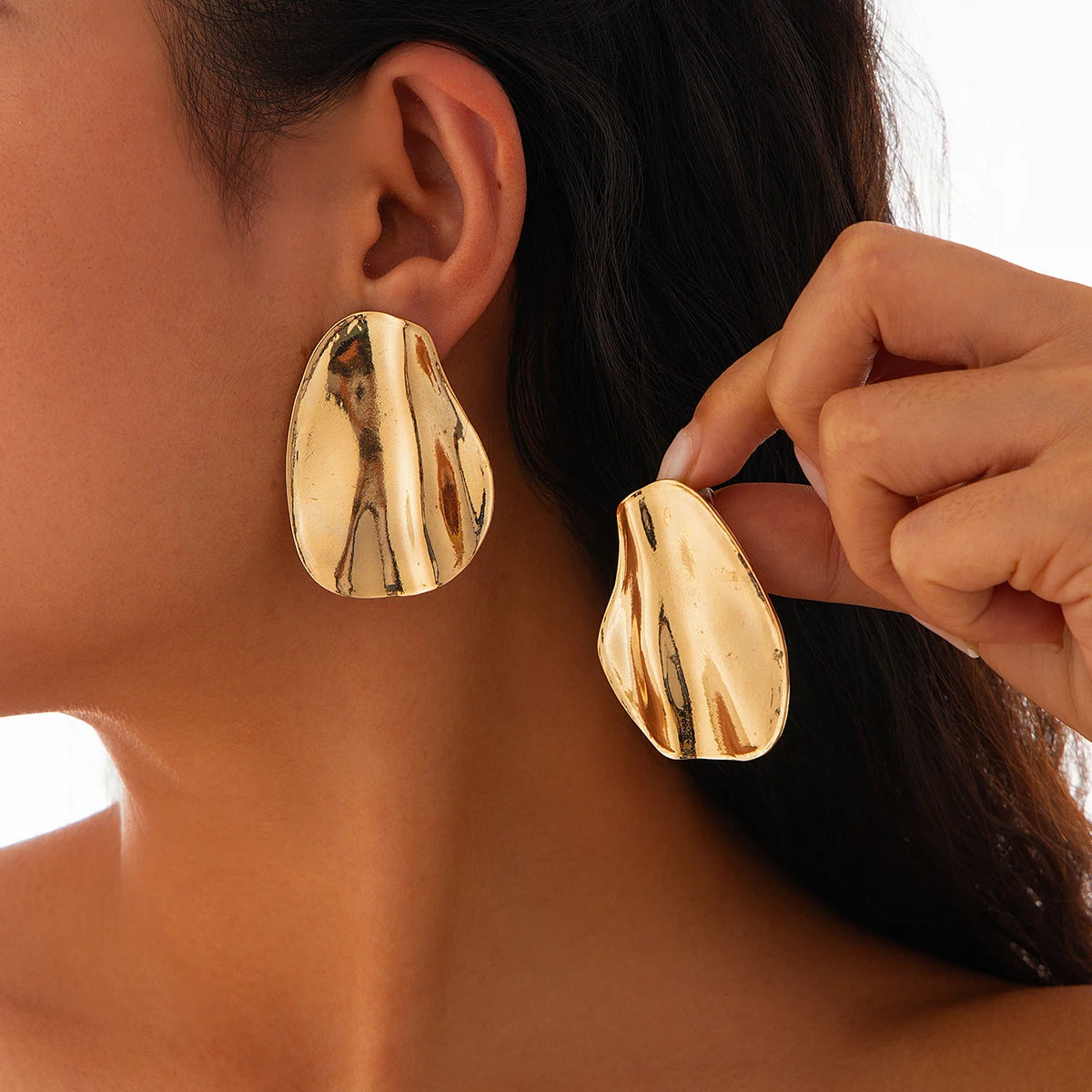 Abstract Sculpted Statement Metal Earrings