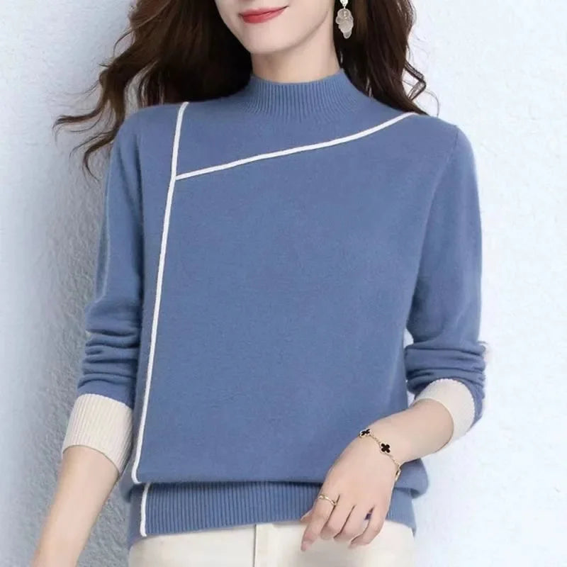 High-Neck Knit Modern Casual Sweater