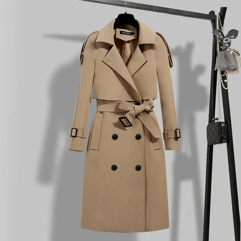 Women's double-breasted trench coat with belt