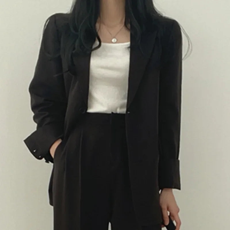 Casual Lapel Blazer and Trouser Two-Piece Set