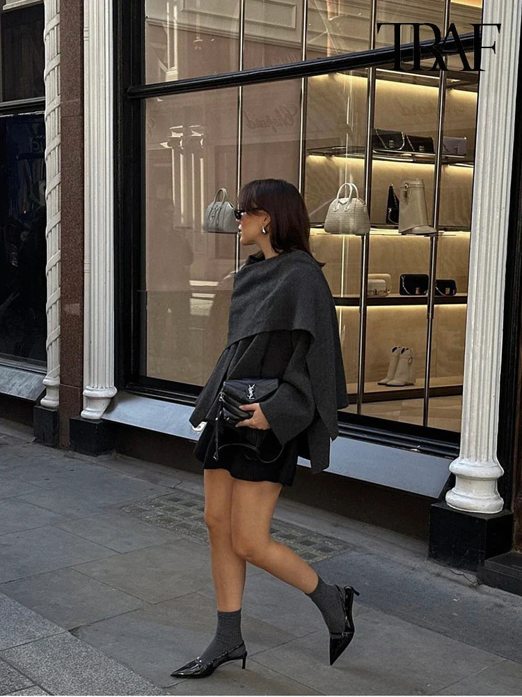 Stylish shawl collar coat for women