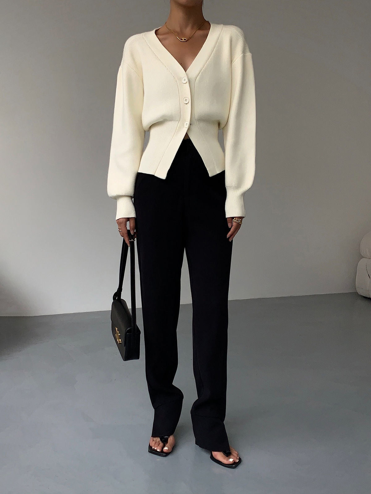 V-Neck Knitted Cardigan Sweater Jacket