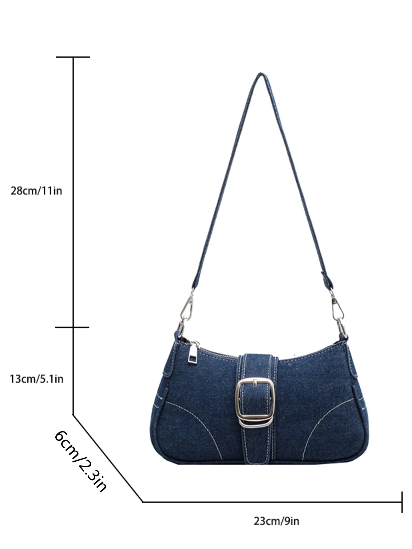 Denim Buckle Two-Way Small Bag