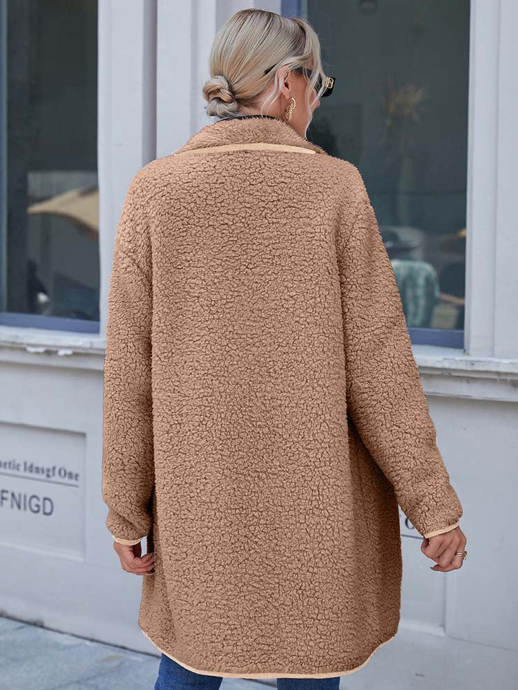 Women's lapel plush coat