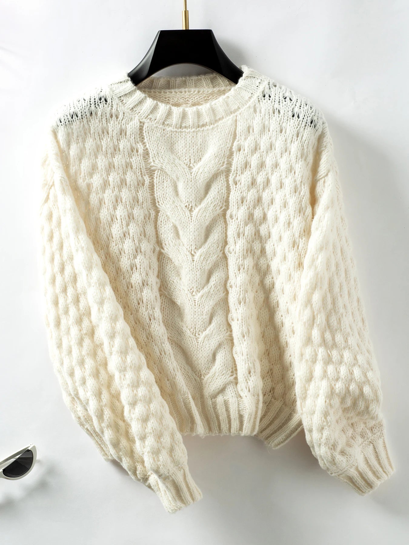 Women's hollow out loose knit pullover sweater
