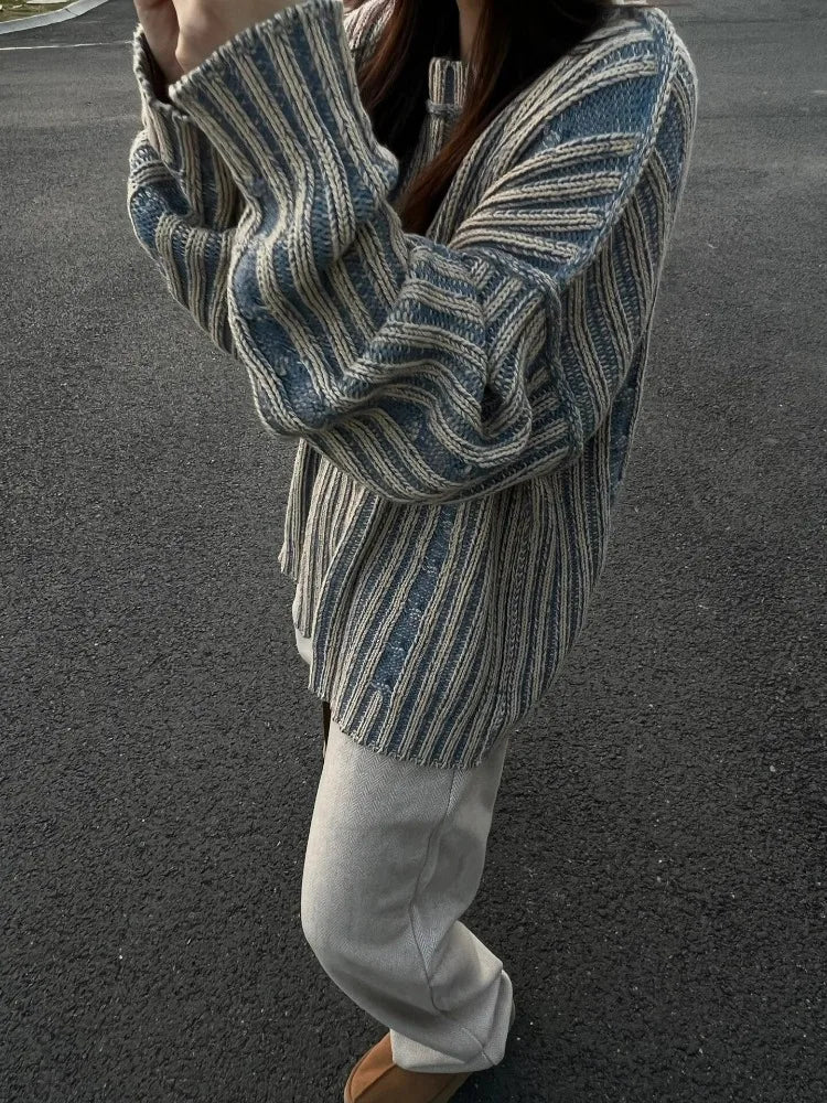 Women's retro chunky knit casual sweater