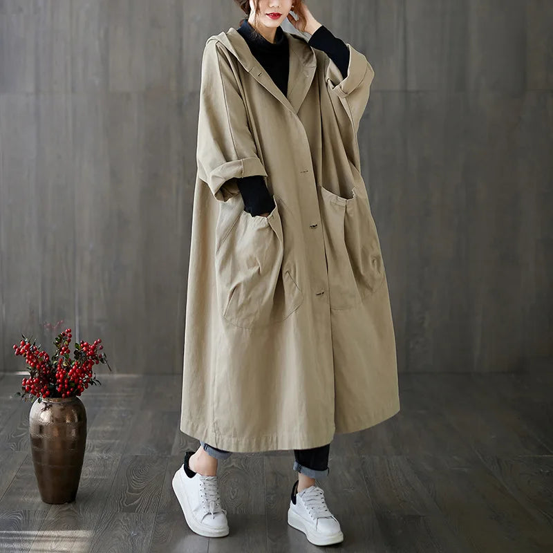 Women's oversized hooded windbreaker spring/autumn coat
