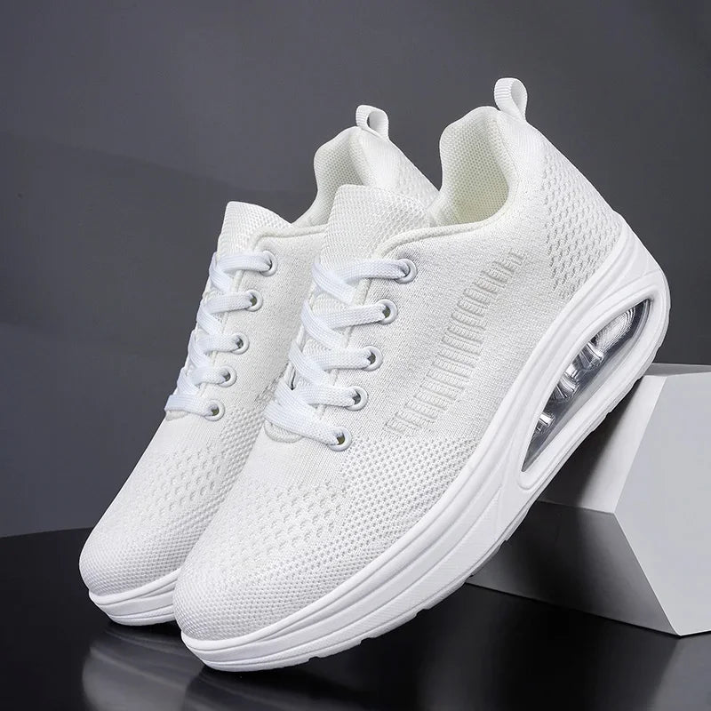 Breathable Knit Upper Lace-Up Casual Sneakers