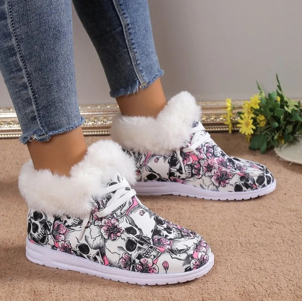 Women's winter lightweight short plush slip-on flat shoes