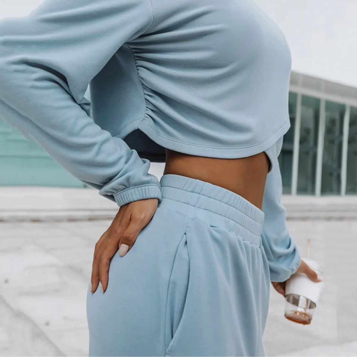 Women's autumn winter sports leisure sweater two-piece set