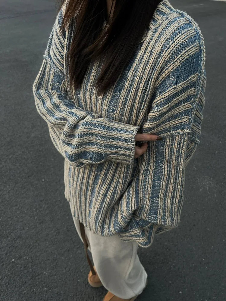 Women's retro chunky knit casual sweater