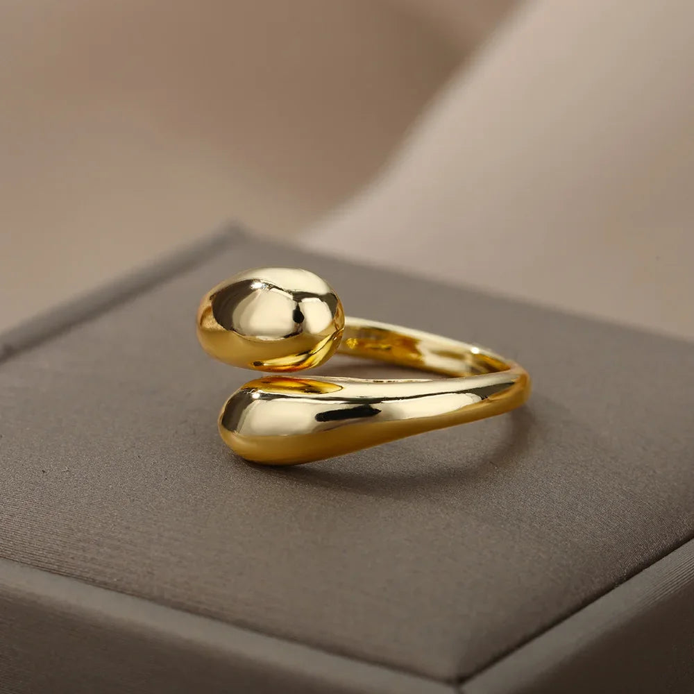 Double Ball Bead Stainless Steel Ring