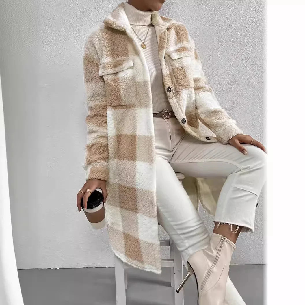 Plaid Fleece Sweatshirt Coat