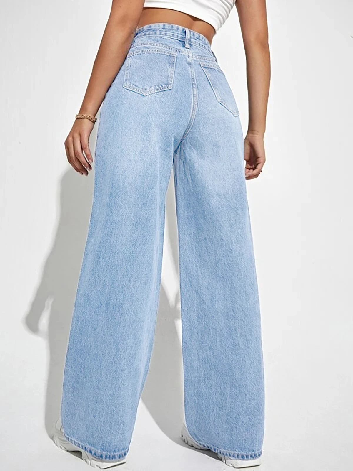 High waist slim straight loose trousers for women