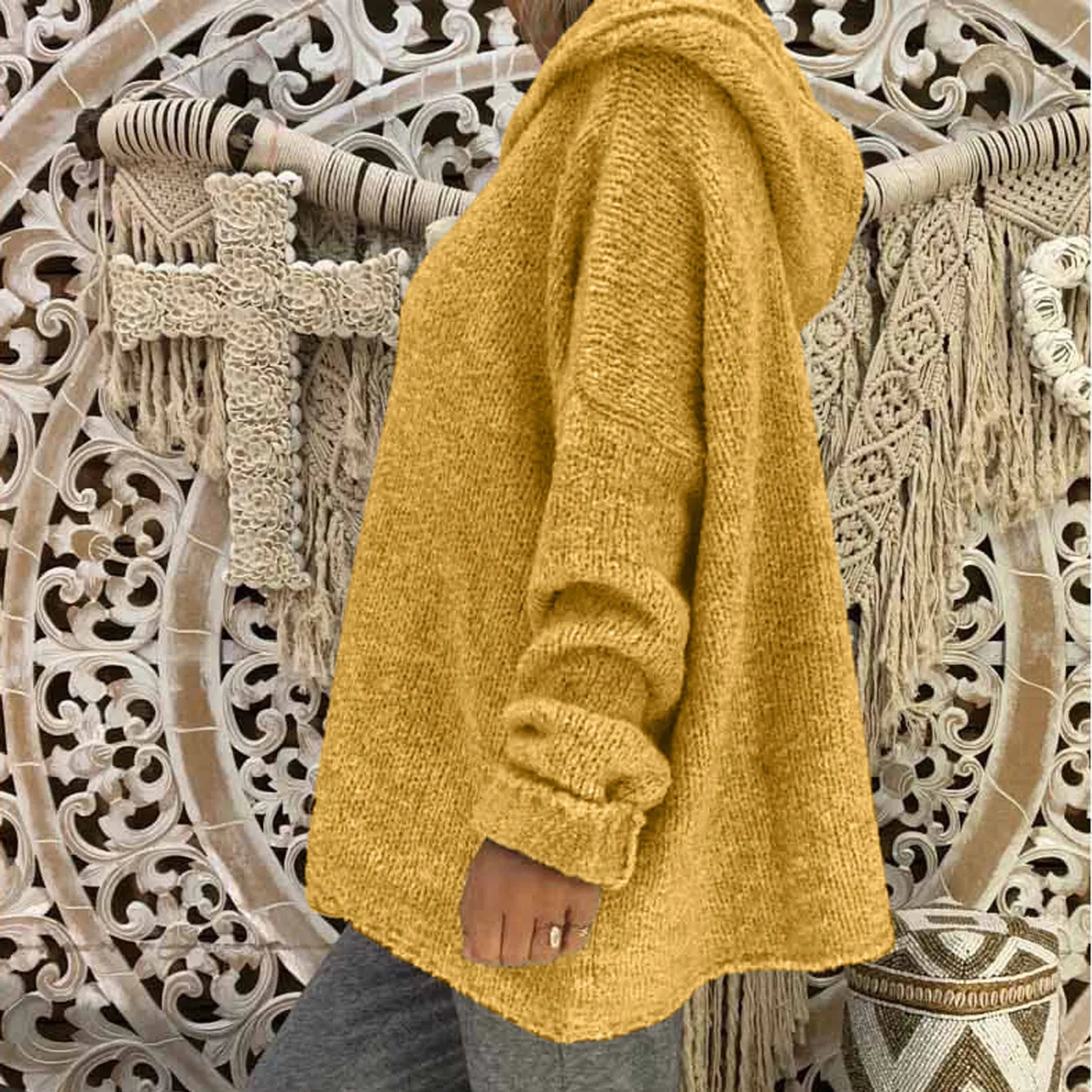 Braided Knitted Oversized Boho Sweater