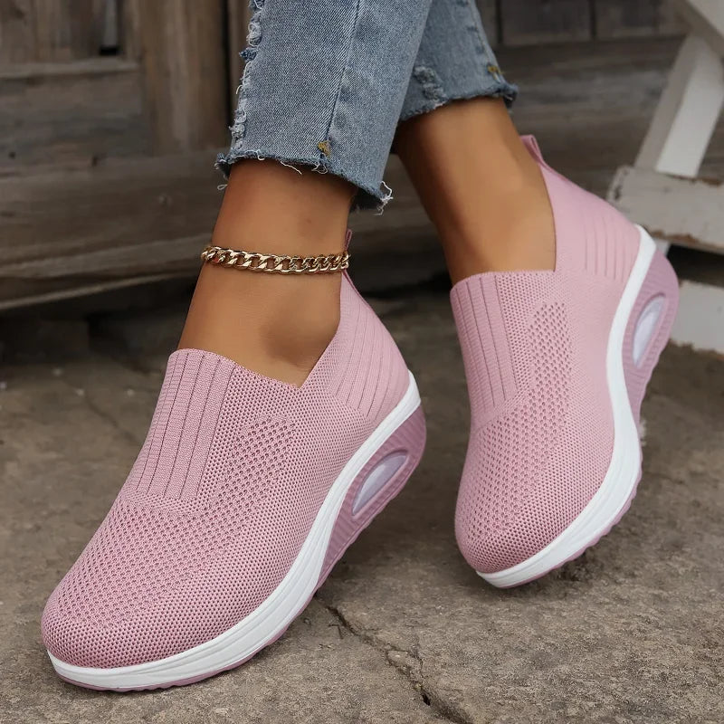 Breathable Knit Cushioned Slip-On Sneakers