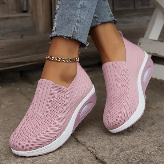Breathable Knit Cushioned Slip-On Sneakers
