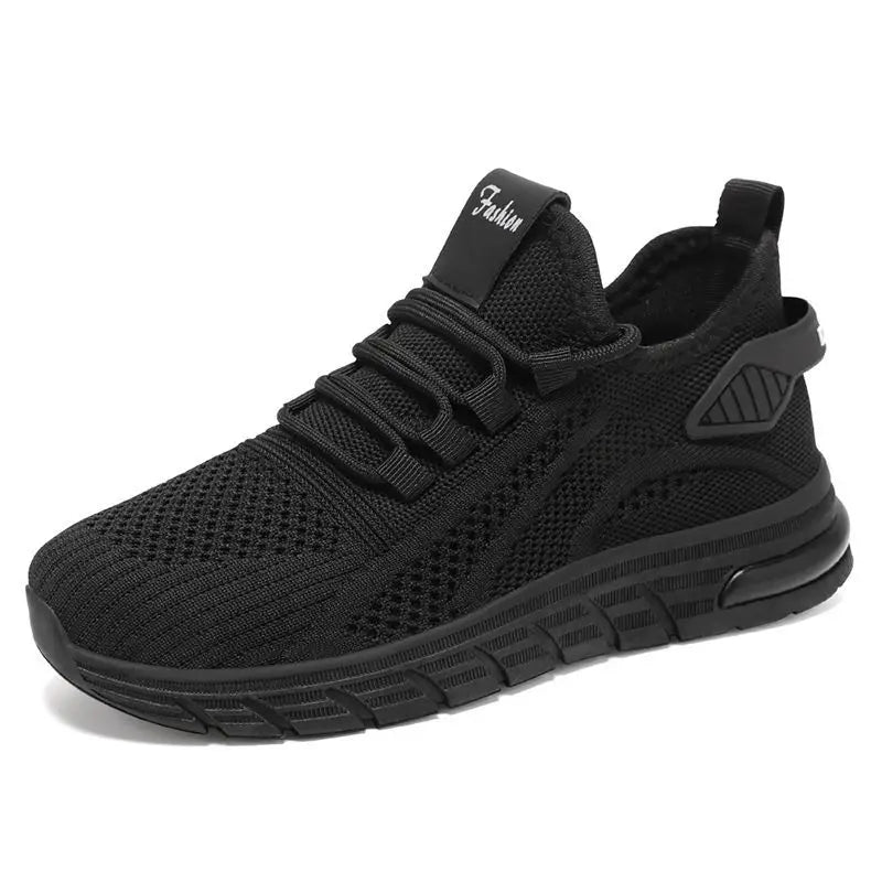 Men’s Athletic Sneakers - Breathable Knit Mesh - Cushioned Sole - Lace-Up Casual Shoes
