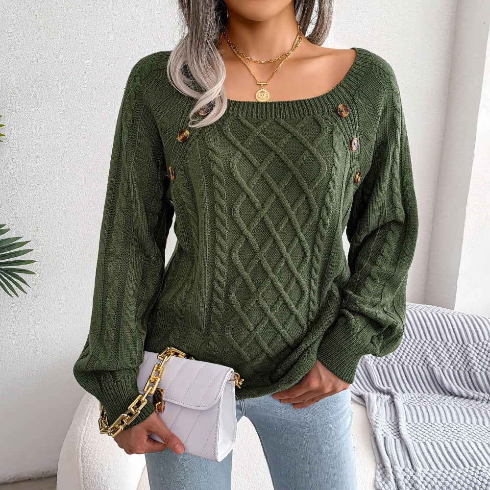 Loose Jacquard Knit Casual Sweater