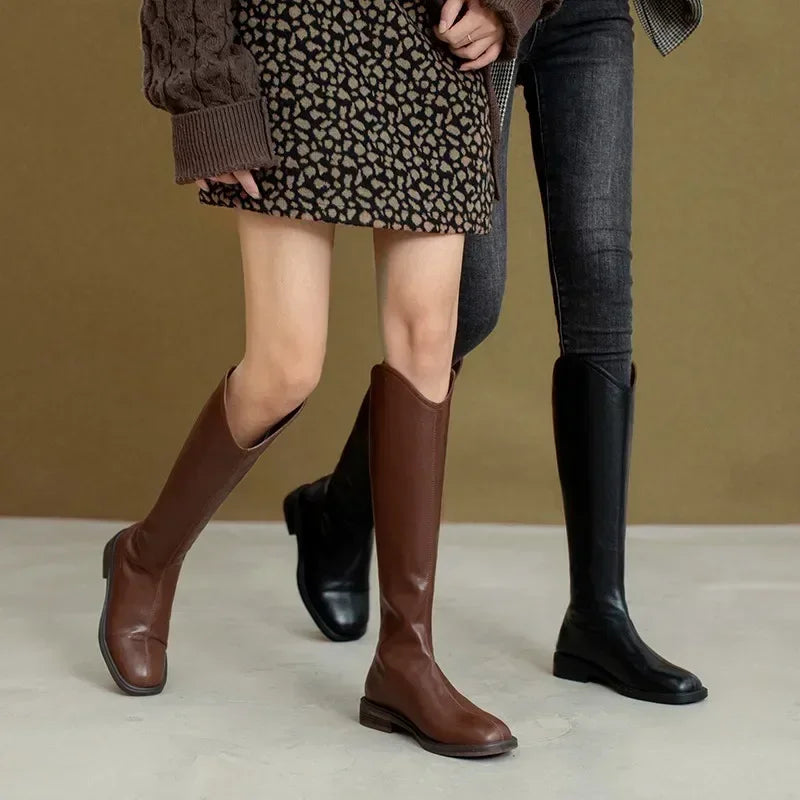 Women's knee-high faux leather boots