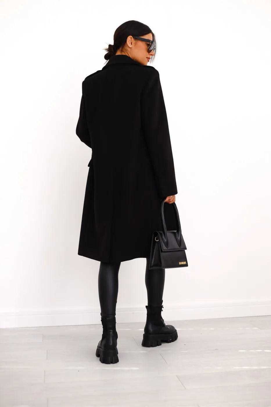 Women's double-breasted textured coat long sleeve lapel winter jacket