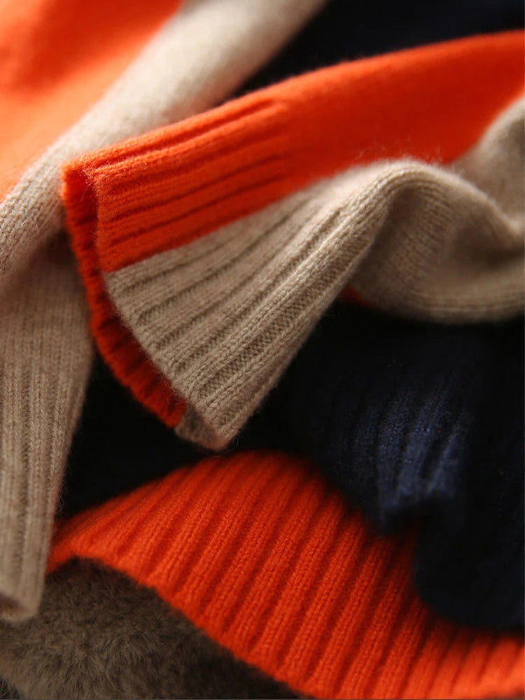 Women’s Knitted Sweater - Relaxed Fit - Ribbed Round Neck - Soft Cozy Feel