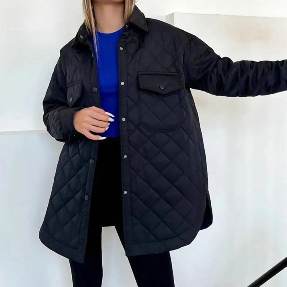 Women's vintage oversized hooded single-breasted mid-length coat with pockets