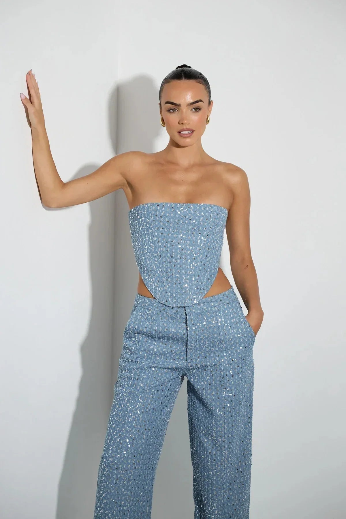 Rufaro - sequin tube top and wide leg pants set