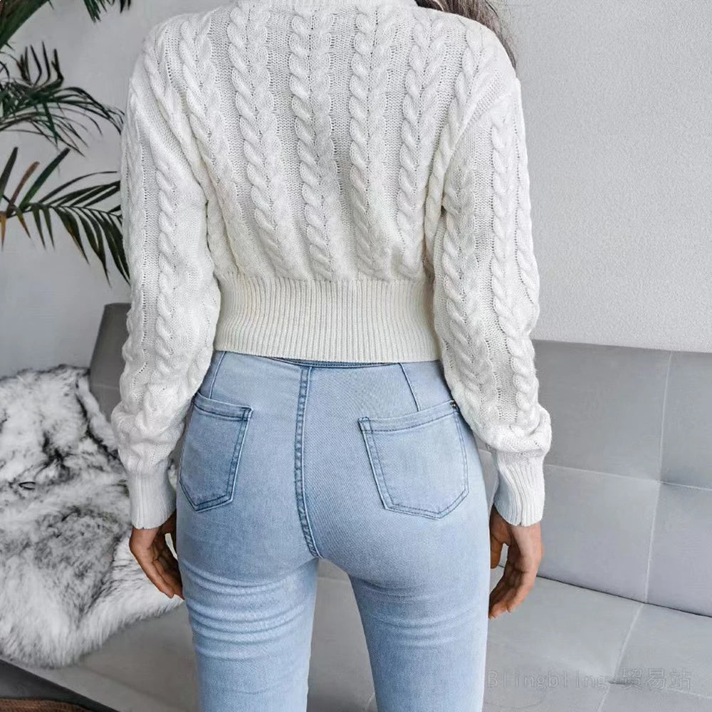 Knitted Crop Top Winter Basic Sweater