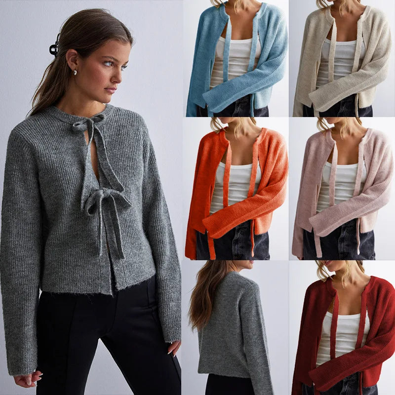 Women’s loose lace-up cardigan