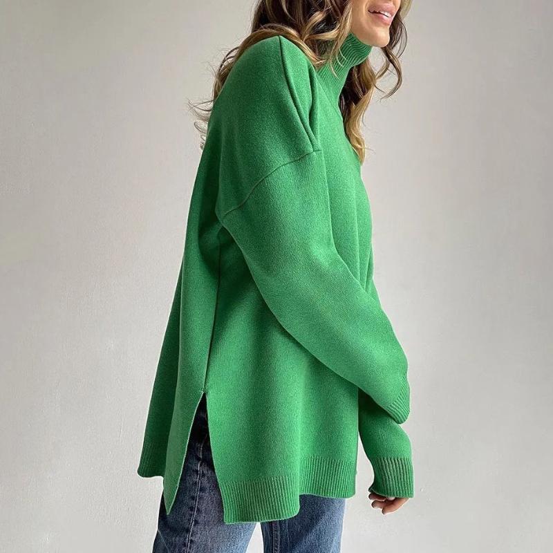 Isla Oversized Turtleneck Sweater | Solid Tunic Length Sweater