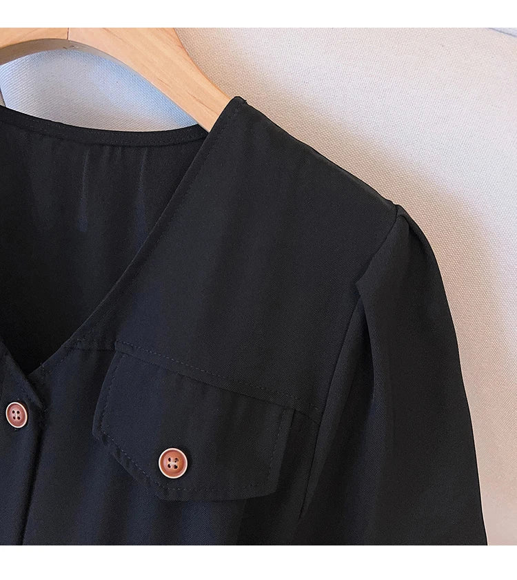 Casual Vintage Belted Dress