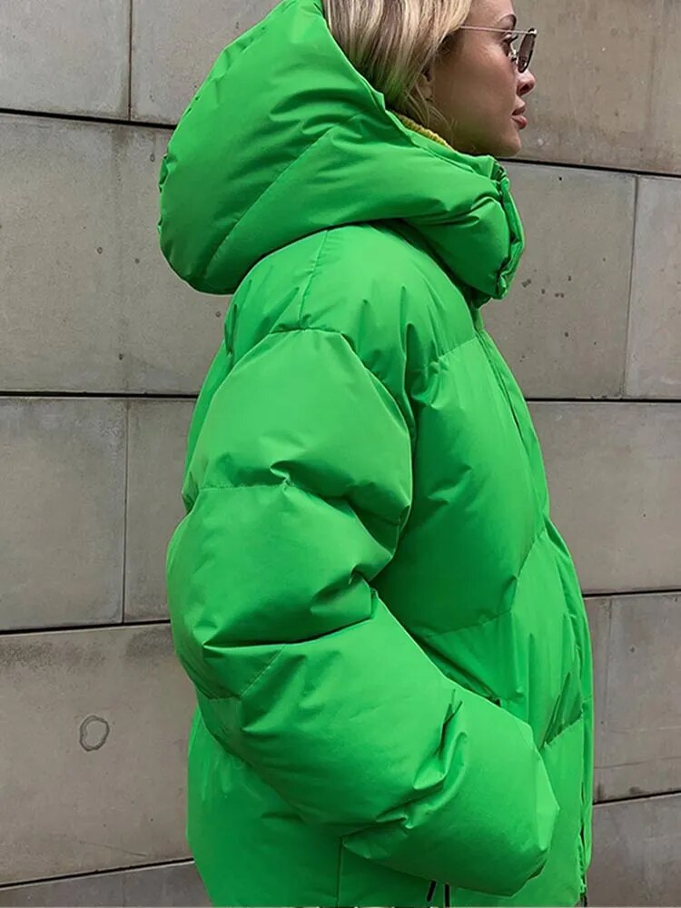 Women's oversized puff hooded jacket