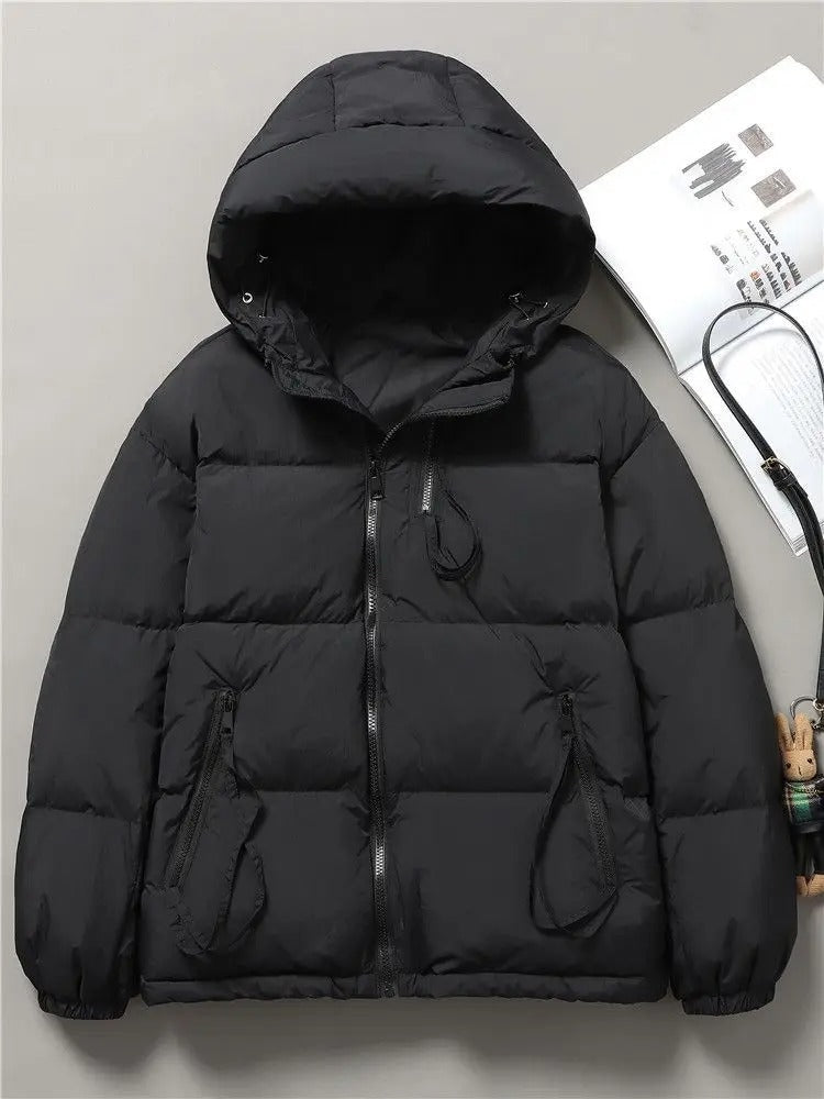 Winter loose large size hooded jacket casual short coat