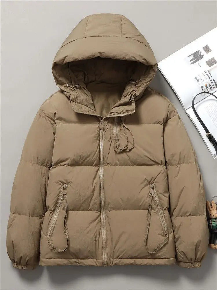Winter loose large size hooded jacket casual short coat