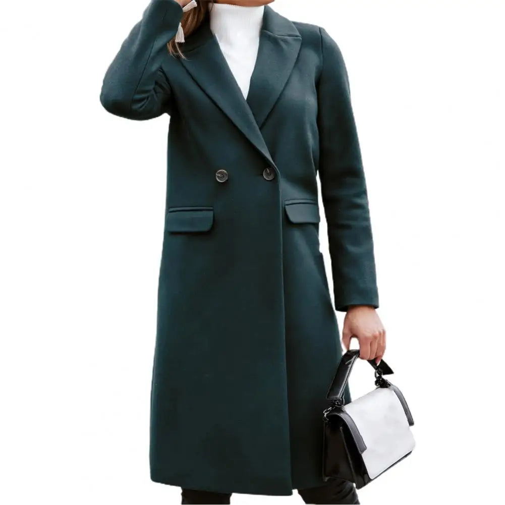 Women's winter long single-breasted trench coat