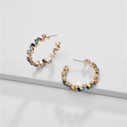 Vibrant Crystal Hoop Earrings