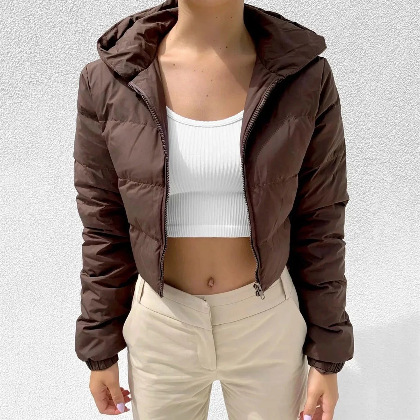 Women's autumn winter casual fleece double-faced down lapel jacket