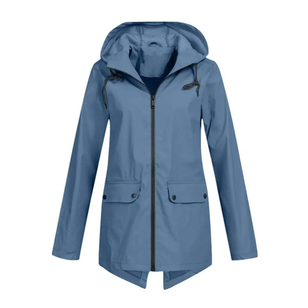 Women's hooded windproof mid-length coat